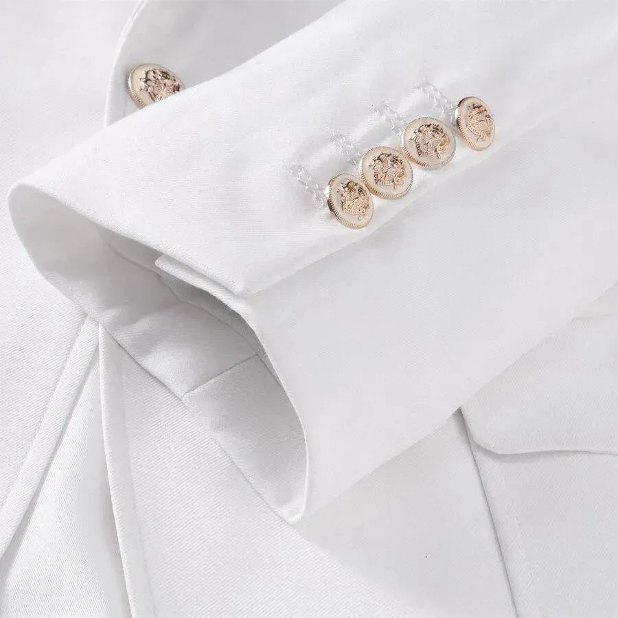 Men Blazer - Multi-Pocket White Blazer - Men's Blazer - LeStyleParfait