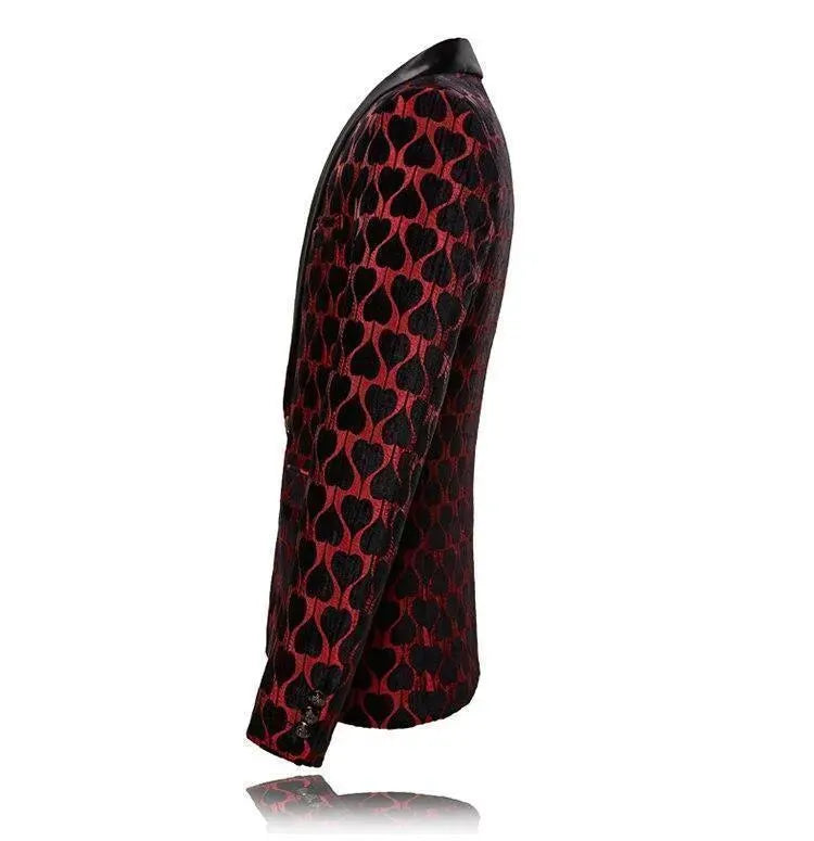 Men Blazer - Red Lapel Collar Tuxedo Blazer - Tuxedo Blazer - LeStyleParfait