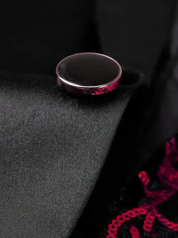 LeStyleParfait Men Blazer Tuxedo Blazers 1-Button V-Neck Long Sleeves Patchwork-Tuxedo Blazer