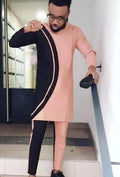 Men Bold Colorblock Casual Pants Outfit Set - Colorblock Pants Two-Piece Set - LeStyleParfait