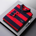 Men Cotton Embroidered Striped Polo - Polo Shirt - LeStyleParfait