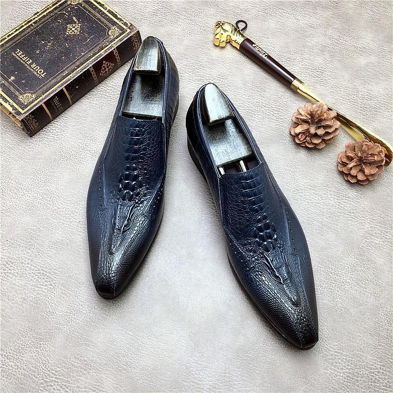 Men Dress Shoes - Basilio Serpentine Pointed Toe Shoes - Dress Shoes - LeStyleParfait