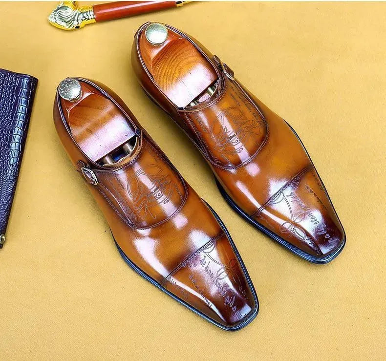Men Dress Shoes - Cencio Monk Strap Oxford Shoes - Dress Shoes - LeStyleParfait