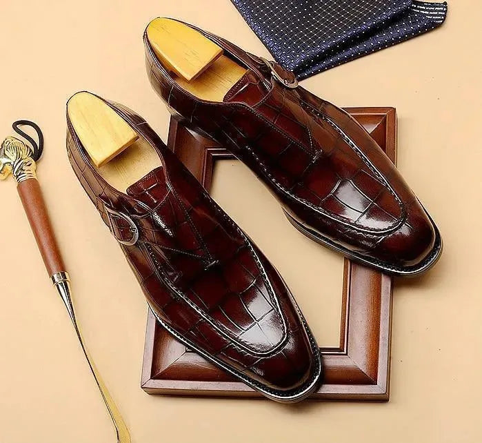 Men Dress Shoes - Teodoro Oxford Monk Strap Shoes - Dress Shoes - LeStyleParfait
