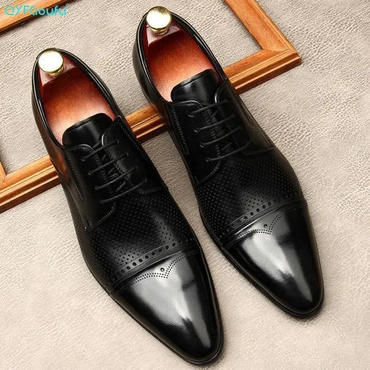 Men Dress Shoes - Ugo Leather Oxford Shoes - Dress Shoes - LeStyleParfait