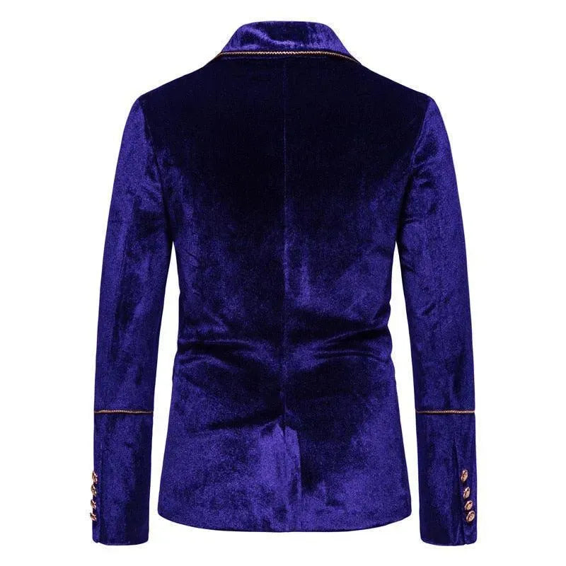 Luxury Gold Stripes Velvet Suit - Velvet Suit - LeStyleParfait