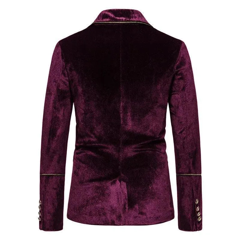 Luxury Gold Stripes Velvet Suit - Velvet Suit - LeStyleParfait