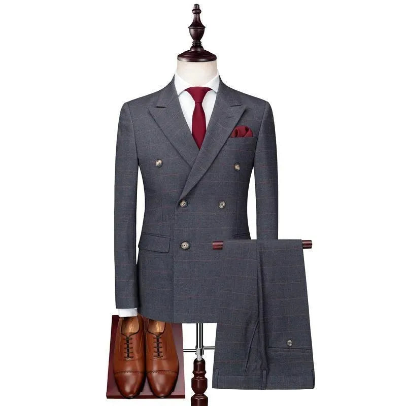 Never Late Plaid Double Breast Suit - Plaid Suit - LeStyleParfait