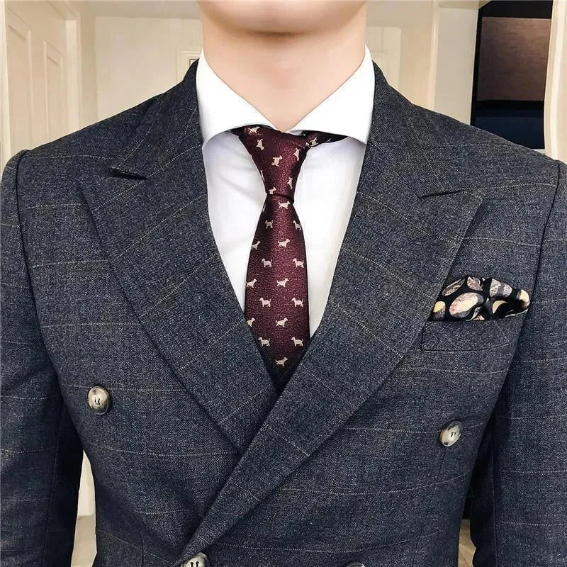 Never Late Plaid Double Breast Suit - Plaid Suit - LeStyleParfait
