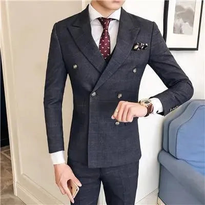 Never Late Plaid Double Breast Suit - Plaid Suit - LeStyleParfait