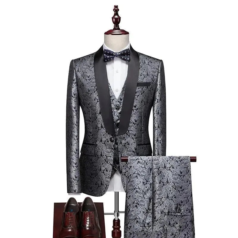 Alfredo Three Piece Tuxedo Suit - Lapel Collar - Tuxedo Suit - LeStyleParfait