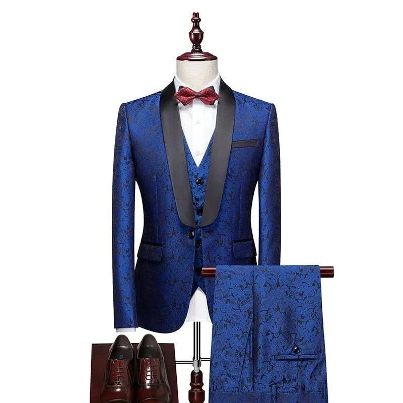 Alfredo Three Piece Tuxedo Suit - Lapel Collar - Tuxedo Suit - LeStyleParfait