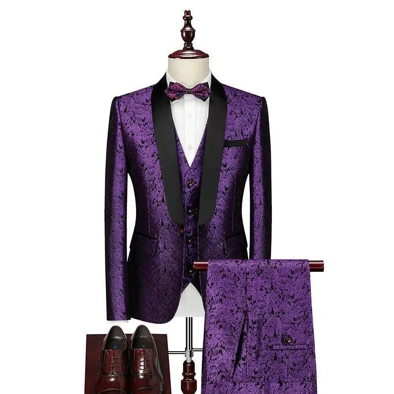 Alfredo Three Piece Tuxedo Suit - Lapel Collar - Tuxedo Suit - LeStyleParfait