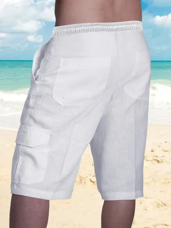 Men Linen Cargo Shorts - Shorts - LeStyleParfait