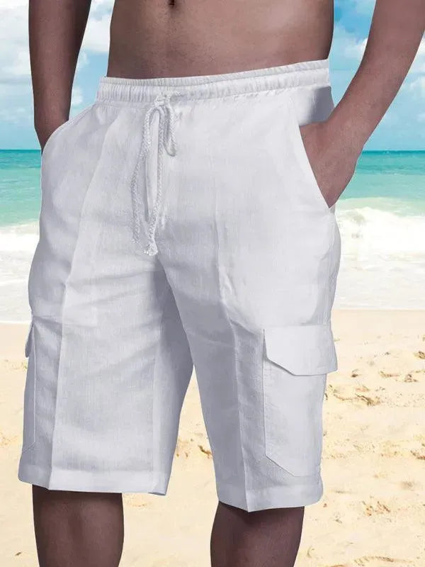 Men Linen Cargo Shorts - Shorts - LeStyleParfait