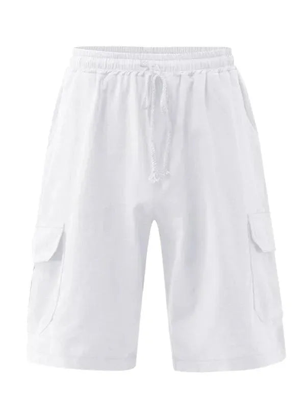 Men Linen Cargo Shorts Sunny Face - Shorts - LeStyleParfait
