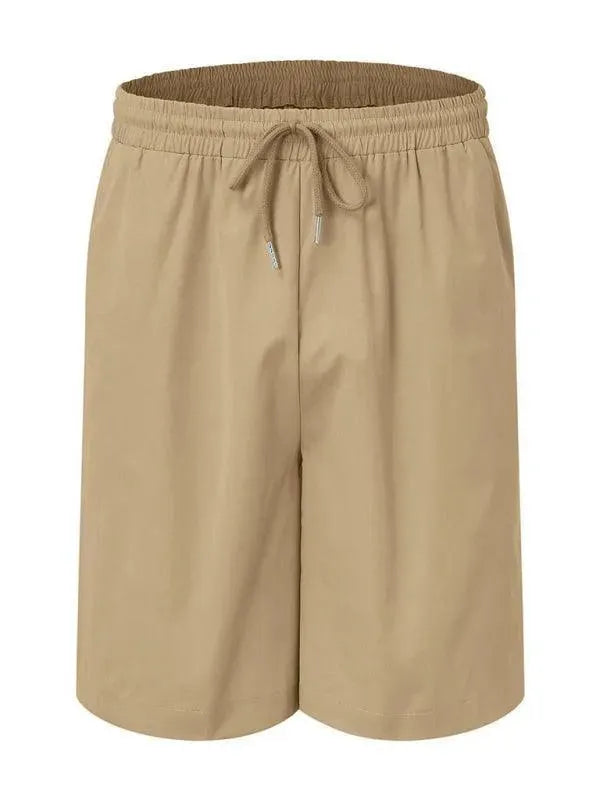 Men Relaxed Casual White Cotton Shorts Set - Solid Casual Shorts Two-Piece Set - LeStyleParfait