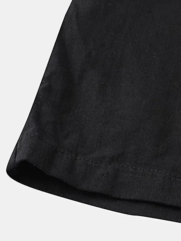 Men Relaxed Classic Linen Shorts Set - Solid Shorts Two-Piece Set - LeStyleParfait