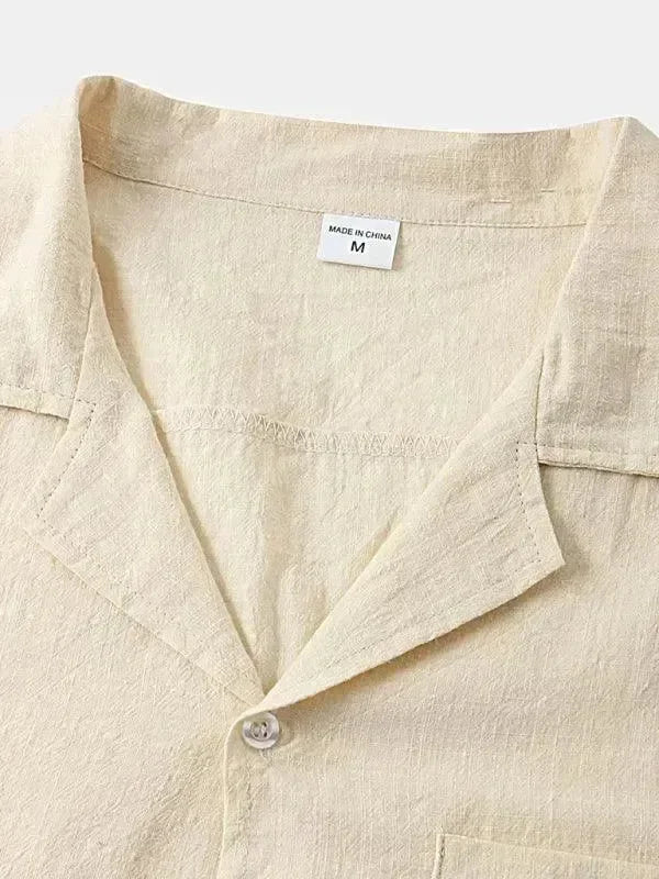 Men Relaxed Classic Linen Shorts Set - Solid Shorts Two-Piece Set - LeStyleParfait