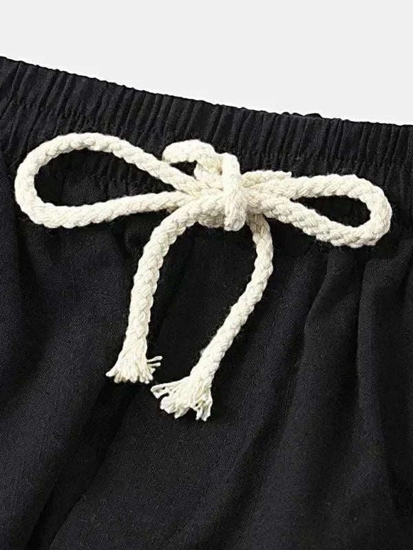 Men Relaxed Classic Linen Shorts Set - Solid Shorts Two-Piece Set - LeStyleParfait