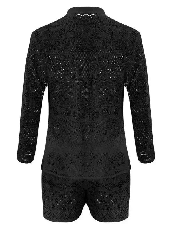 Men Relaxed Ethnic Mesh Shorts Set - Ethnic Casual Shorts Two-Piece Set - LeStyleParfait