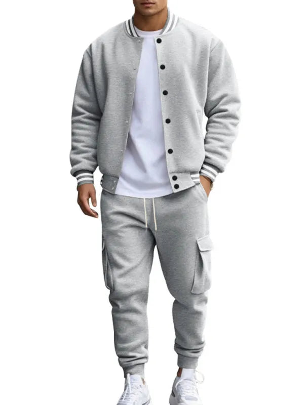 Men Relaxed Fleece Casual Jogger Set - Casual Joggers Set - LeStyleParfait
