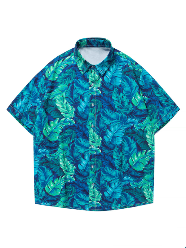 Men's Beach Shirt Hawaiian Vacation Print Short Sleeve Shirt - - LeStyleParfait