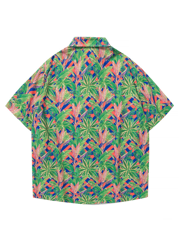 Men's Beach Shirt Hawaiian Vacation Print Short Sleeve Shirt - - LeStyleParfait