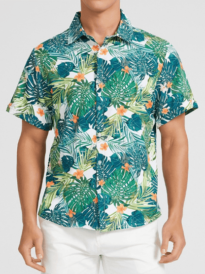 Men's Beach Shirt Hawaiian Vacation Print Short Sleeve Shirt - - LeStyleParfait