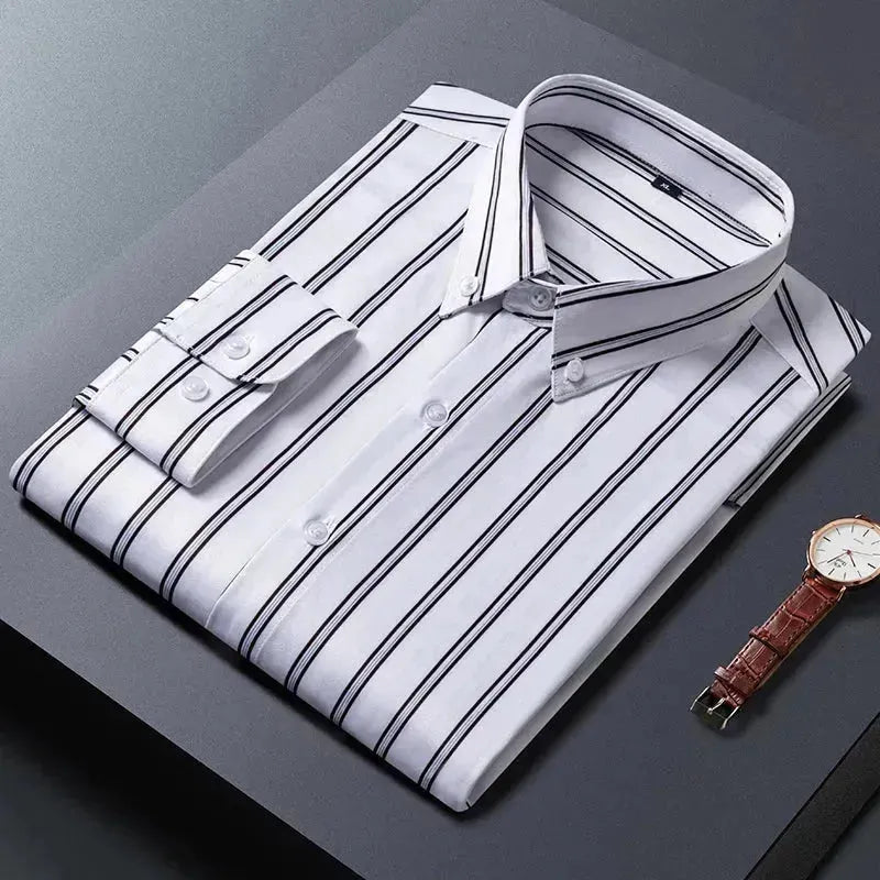 Men's Business Wide Striped Shirt - Striped Shirt - LeStyleParfait
