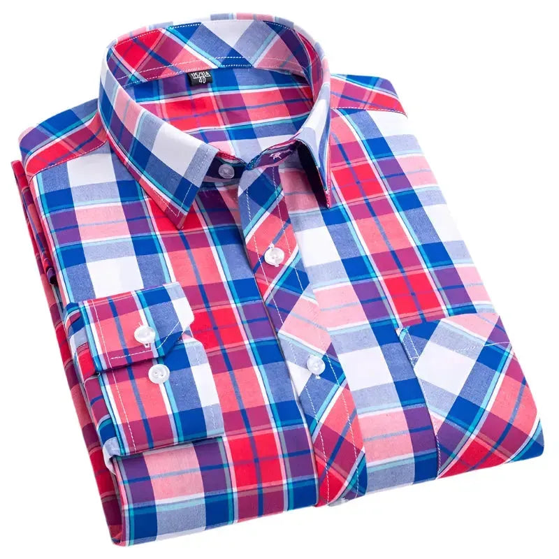 Men's Cotton Plaid Shirt Formal - Plaid Shirt - LeStyleParfait