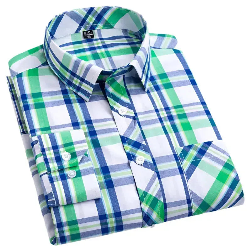 Men's Cotton Plaid Shirt Formal - Plaid Shirt - LeStyleParfait