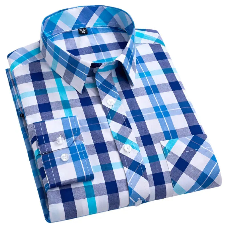 Men's Cotton Plaid Shirt Formal - Plaid Shirt - LeStyleParfait