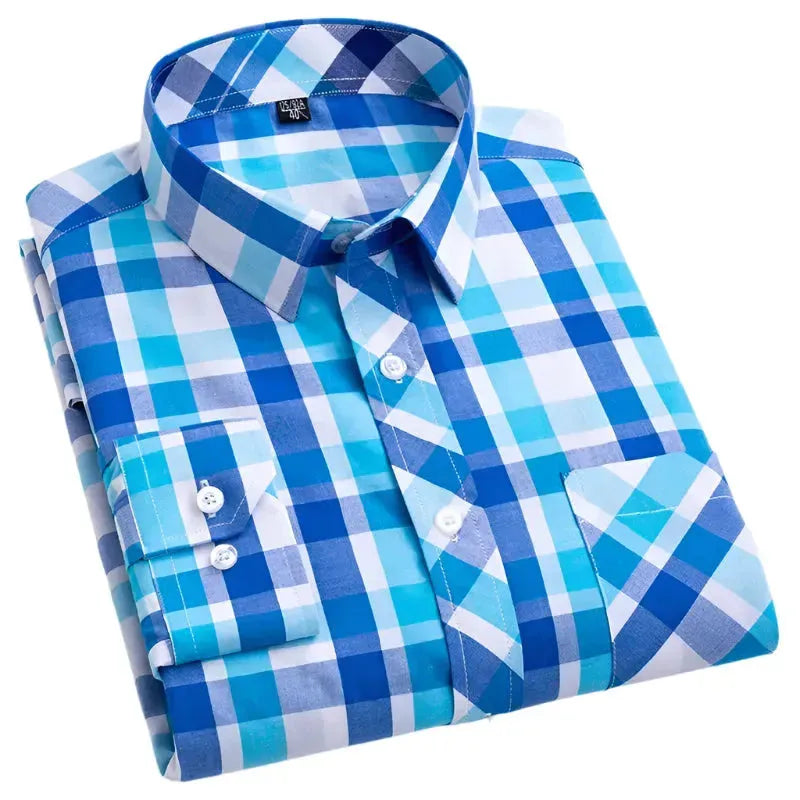 Men's Cotton Plaid Shirt Formal - Plaid Shirt - LeStyleParfait