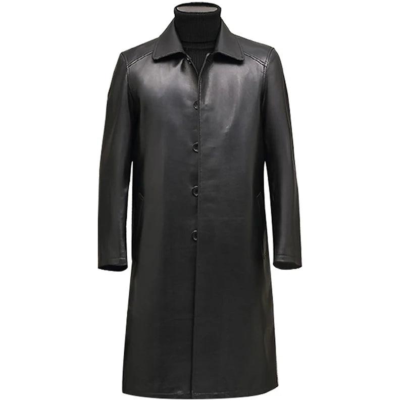 Men's Luxury Leather Overcoat - Overcoat - LeStyleParfait