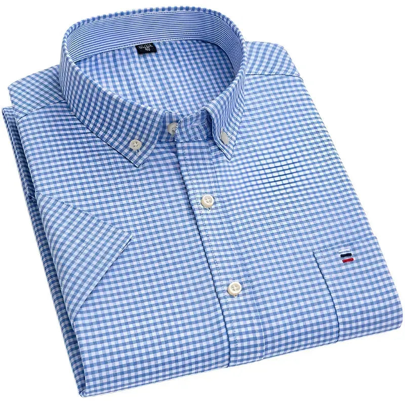 Men's Short Sleeve Check Shirt - Check Shirt - LeStyleParfait