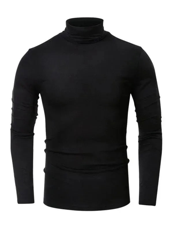 Men's Solid Turtleneck Polyester T-Shirt - All-Season Style - T-Shirt - LeStyleParfait