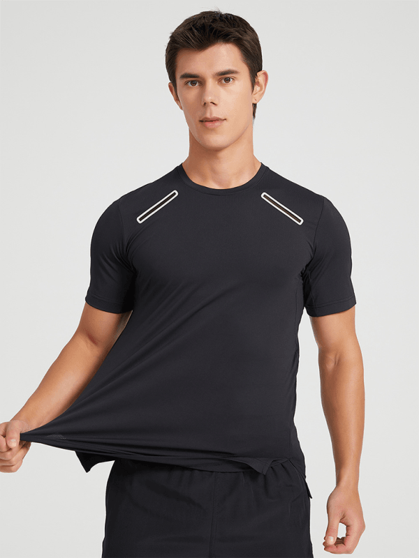 Men's sports outdoor fitness breathable stretch short-sleeved T-shirt - - LeStyleParfait