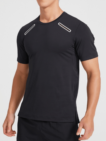 Men's sports outdoor fitness breathable stretch short-sleeved T-shirt - - LeStyleParfait