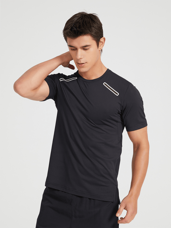 Men's sports outdoor fitness breathable stretch short-sleeved T-shirt - - LeStyleParfait