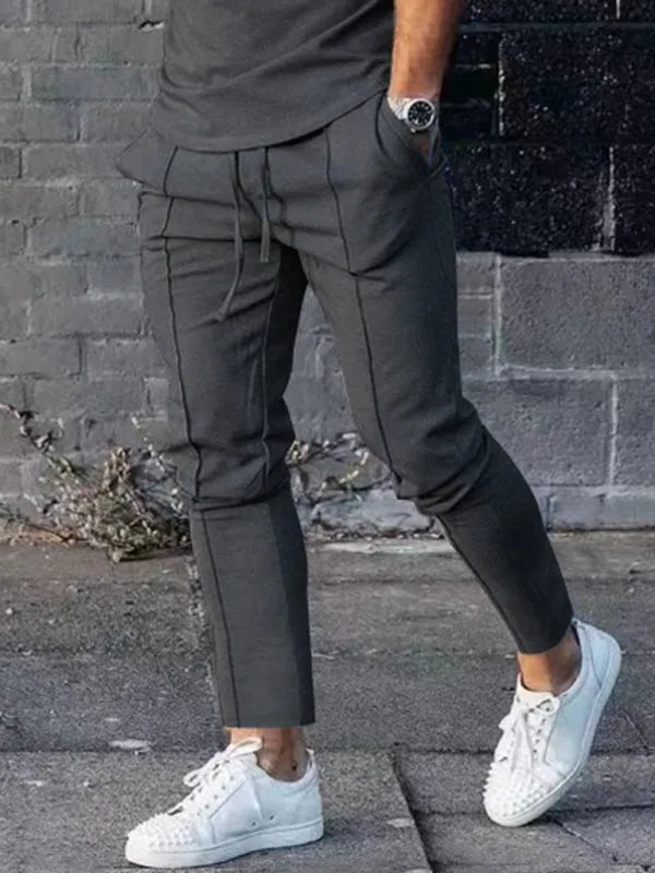 Men Sleek Casual Jogger Two-Piece Set - Solid Joggers Two-Piece Set - LeStyleParfait