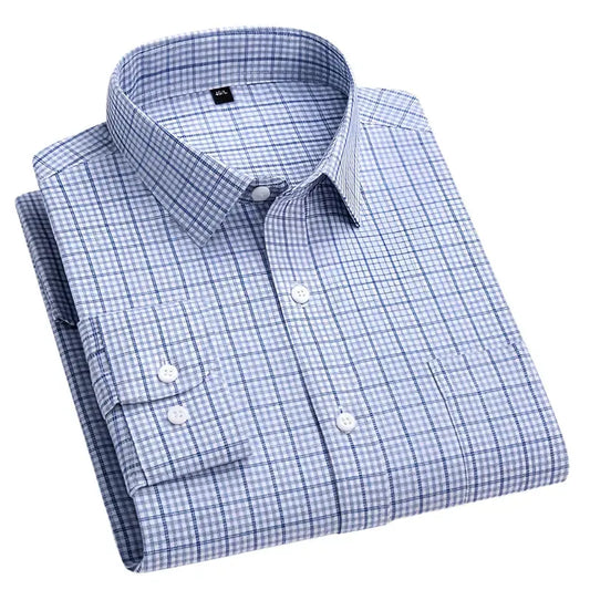 Men's Cotton Checkered Shirt – Smart Casual & Business Wear-Check Shirt-LeStyleParfait