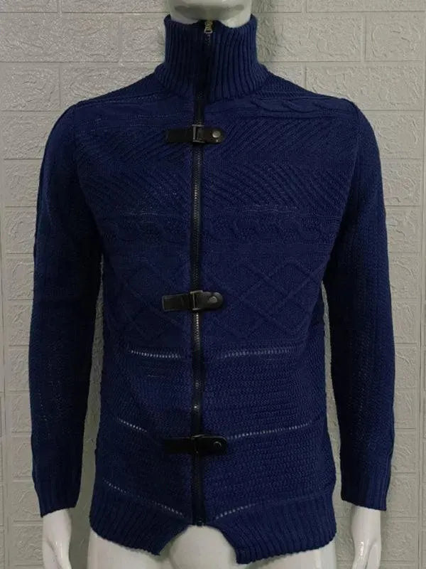 Men’s Full-Zip Turtleneck Cardigan Sweater – Stretch