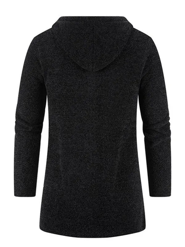 Men’s Longline Hooded Zip Cardigan Sweater – Full Zip