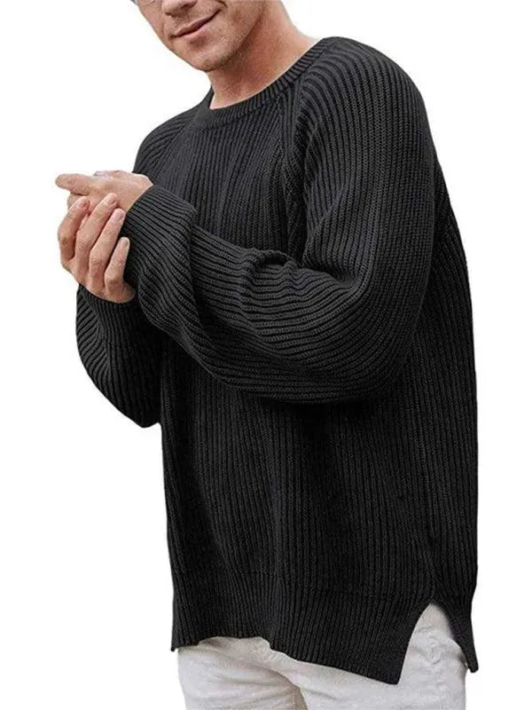 Men’s Oversized Crew-Neck Pullover Sweater – Knit