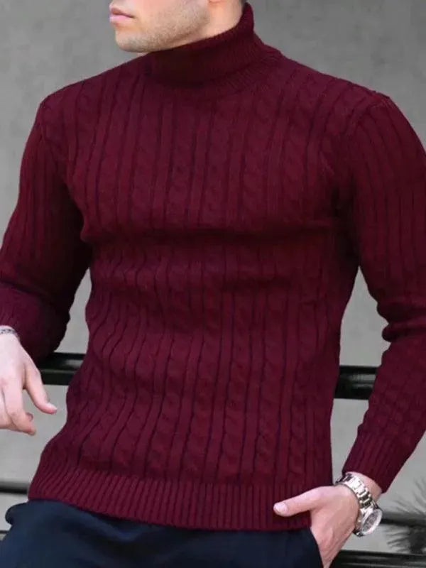 Men’s Slim Fit Turtleneck Pullover Sweater – Stretch