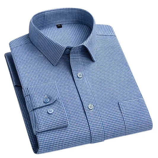 Men's Small Square Check Shirt-Check Shirt-LeStyleParfait