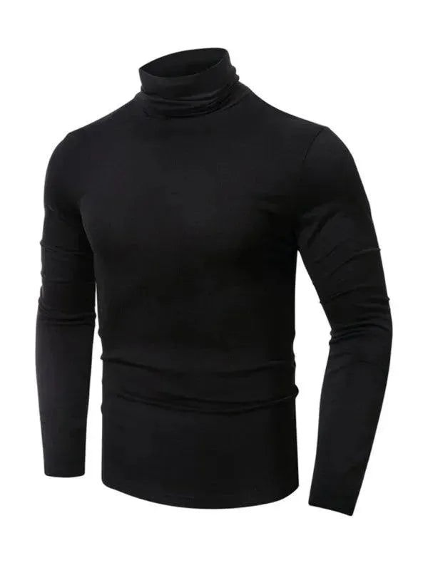 LeStyleParfait Men's T-Shirts Casual Turtleneck Plain-Solid Long Sleeves-T-Shirt