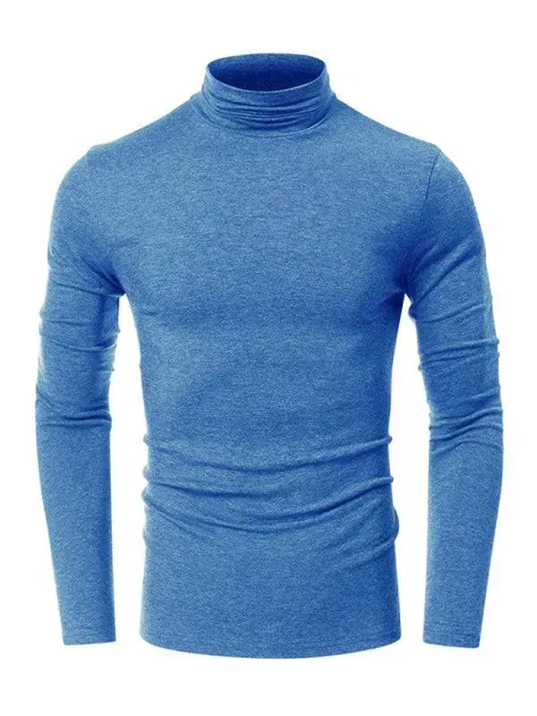 LeStyleParfait Men's T-Shirts Casual Turtleneck Plain-Solid Long Sleeves-T-Shirt