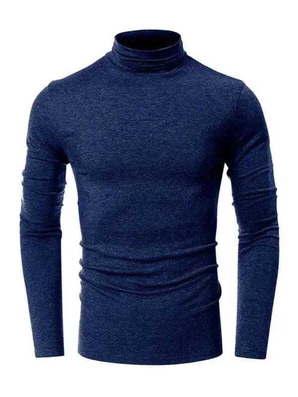 LeStyleParfait Men's T-Shirts Casual Turtleneck Plain-Solid Long Sleeves-T-Shirt